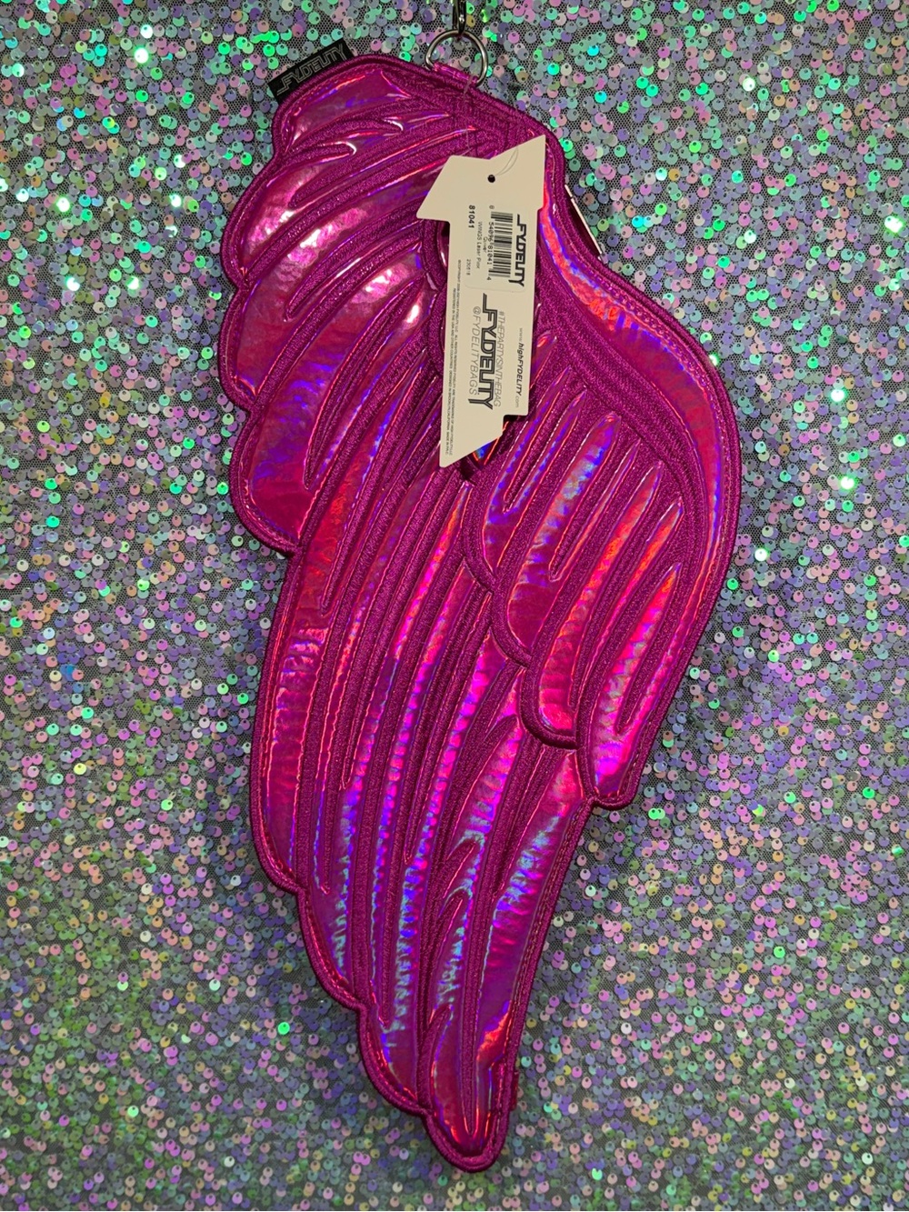 NWT Fidelity Purple Holographic Angel Wing Sling Backpack